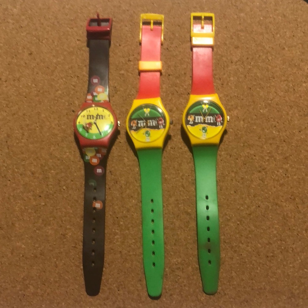 3 M&M chocolate vintage watches